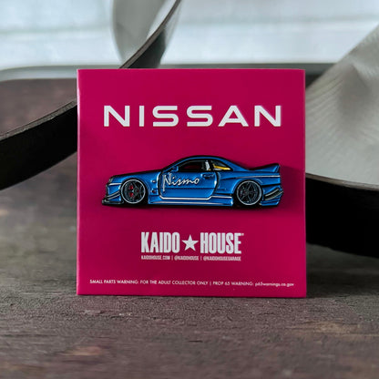 Nissan Skyline GT-R (R34) Kaido Works enamel pin, blue