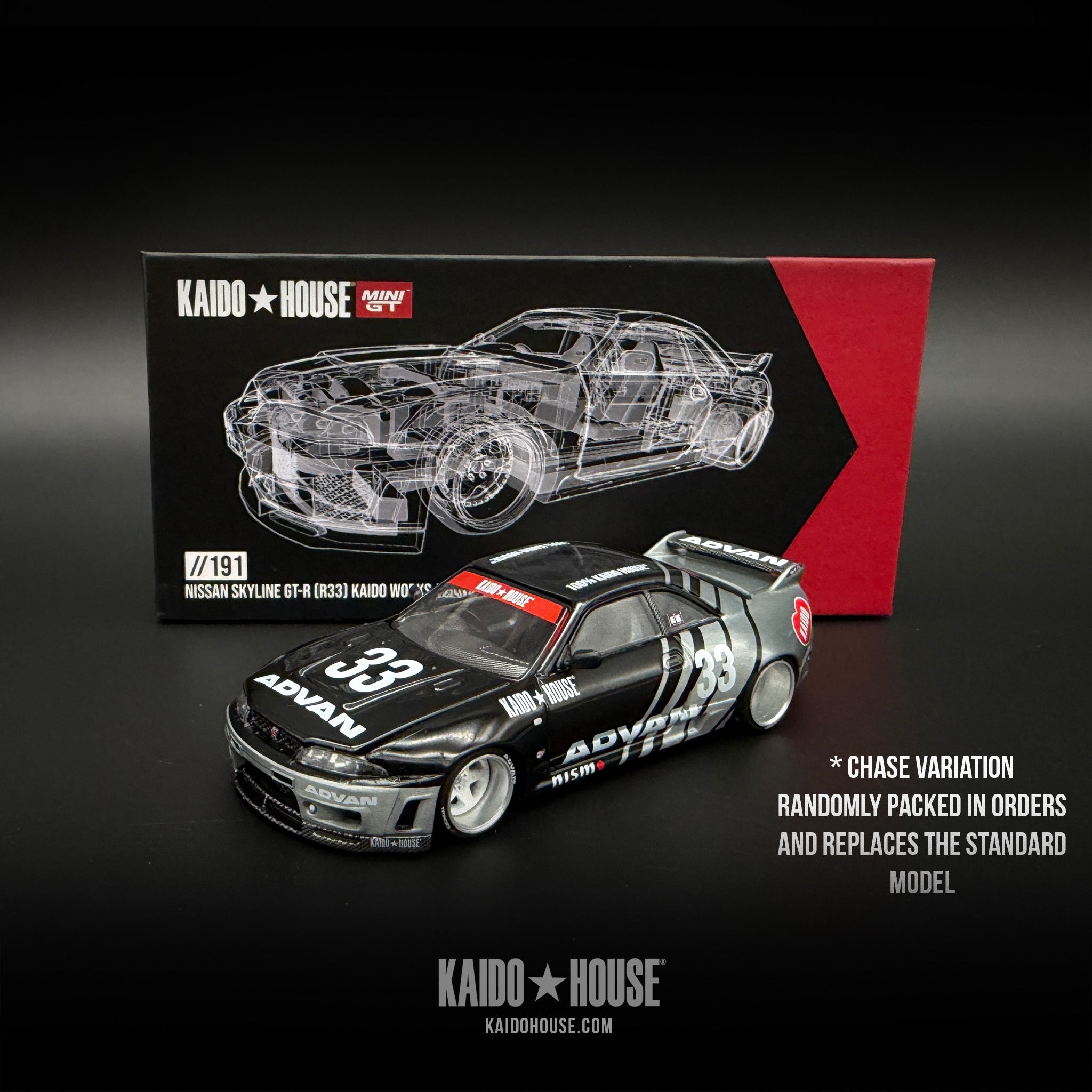 MINIGT 街道ハウス GT-R (R33) Kaido Works V2 Kaido GT Nissan Skyline GT-R (R33) Kaido Works® Advan – KAIDO